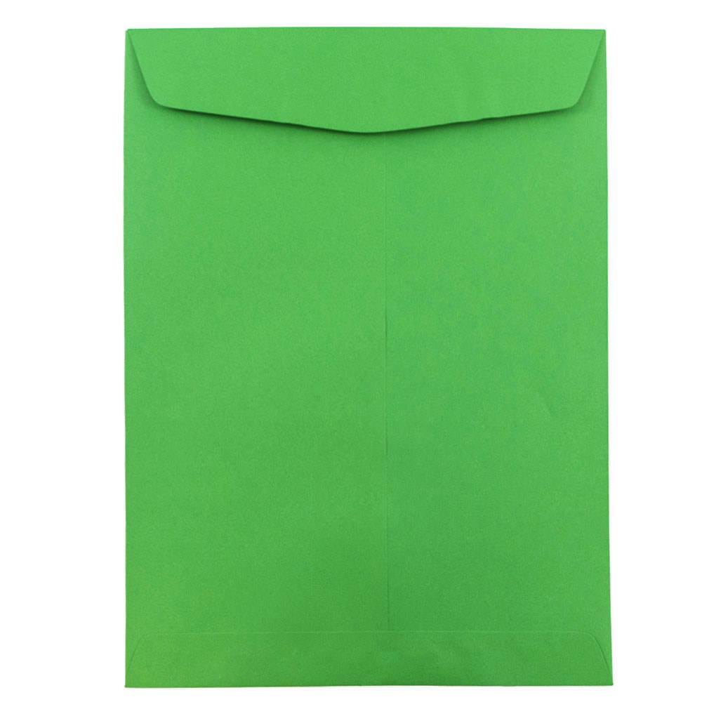 JAM Paper Open-End 10in x 13in Catalog Envelopes, Gummed Closure, 30% Recycled, Green, Pack Of 10