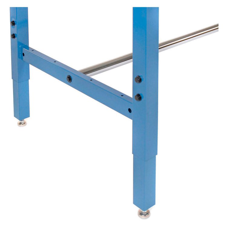 Adjustable Height Heavy Duty Workbenches, 5,000 lbs, 72 x 30 x 31.63 to 43.63, White/Blue