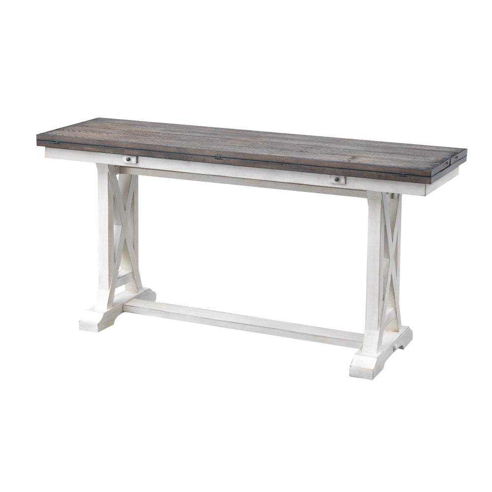 Coast to Coast Landings Fold-Out Console Table, 31inH x 64inW x 36inD, Brown/Bar Harbor Cream