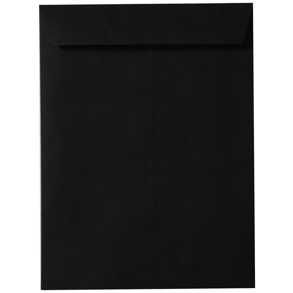 JAM Paper Open-End 10in x 13in Catalog Envelopes, Gummed Closure, Black, Pack Of 10