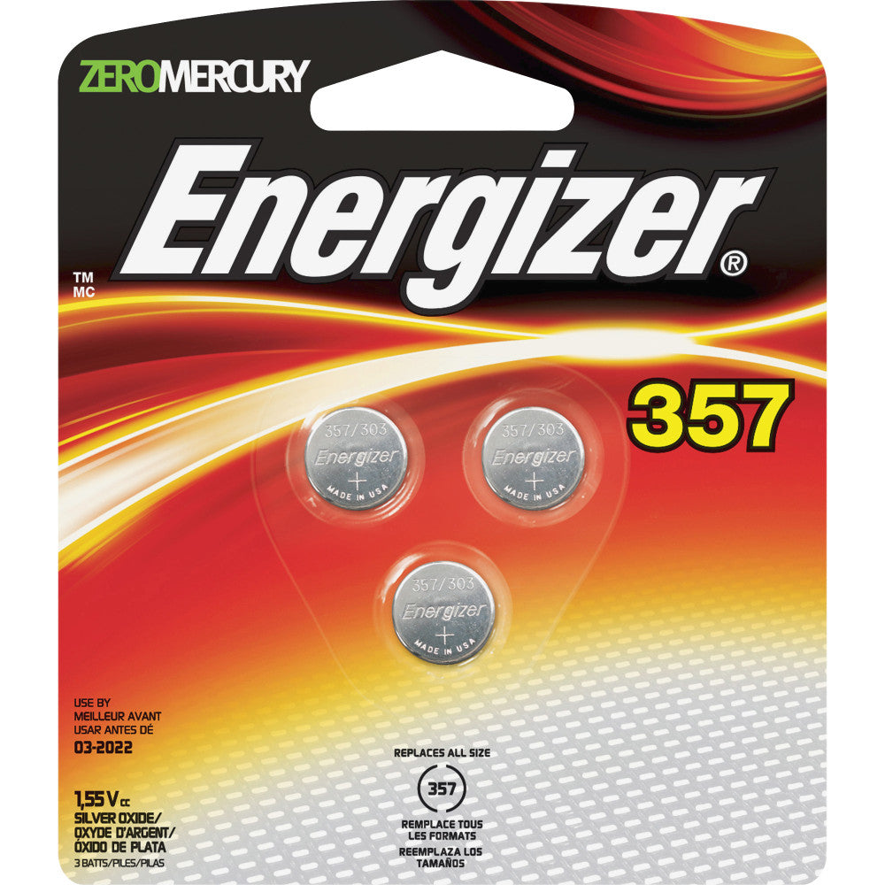 Energizer 357/303 Silver Oxide Button Battery 3-Packs - For Multipurpose - 1.5 V DC - 120 / Carton