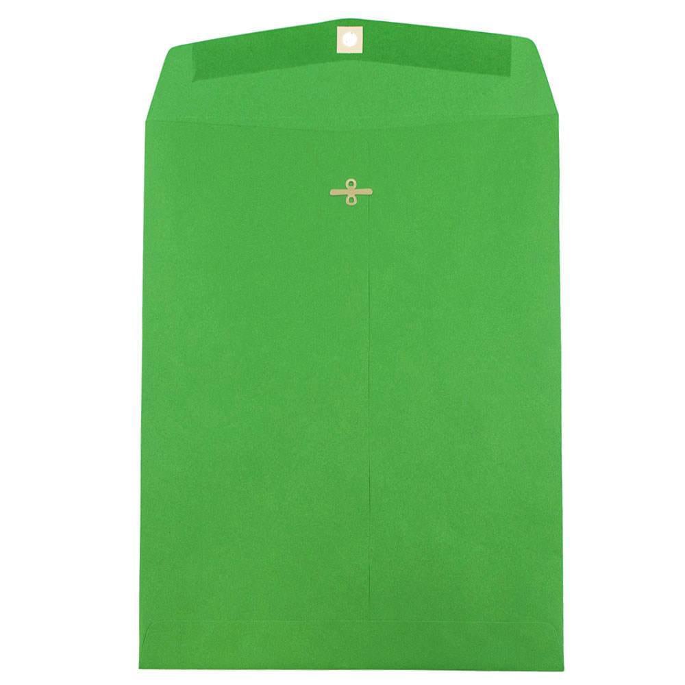 JAM Paper Open-End 10in x 13in Catalog Envelopes, Clasp Closure, 30% Recycled, Green, Pack Of 10