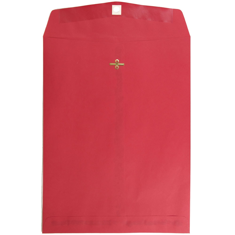 JAM Paper Open-End 10in x 13in Catalog Envelopes, Clasp Closure, 30% Recycled, Red, Pack Of 10