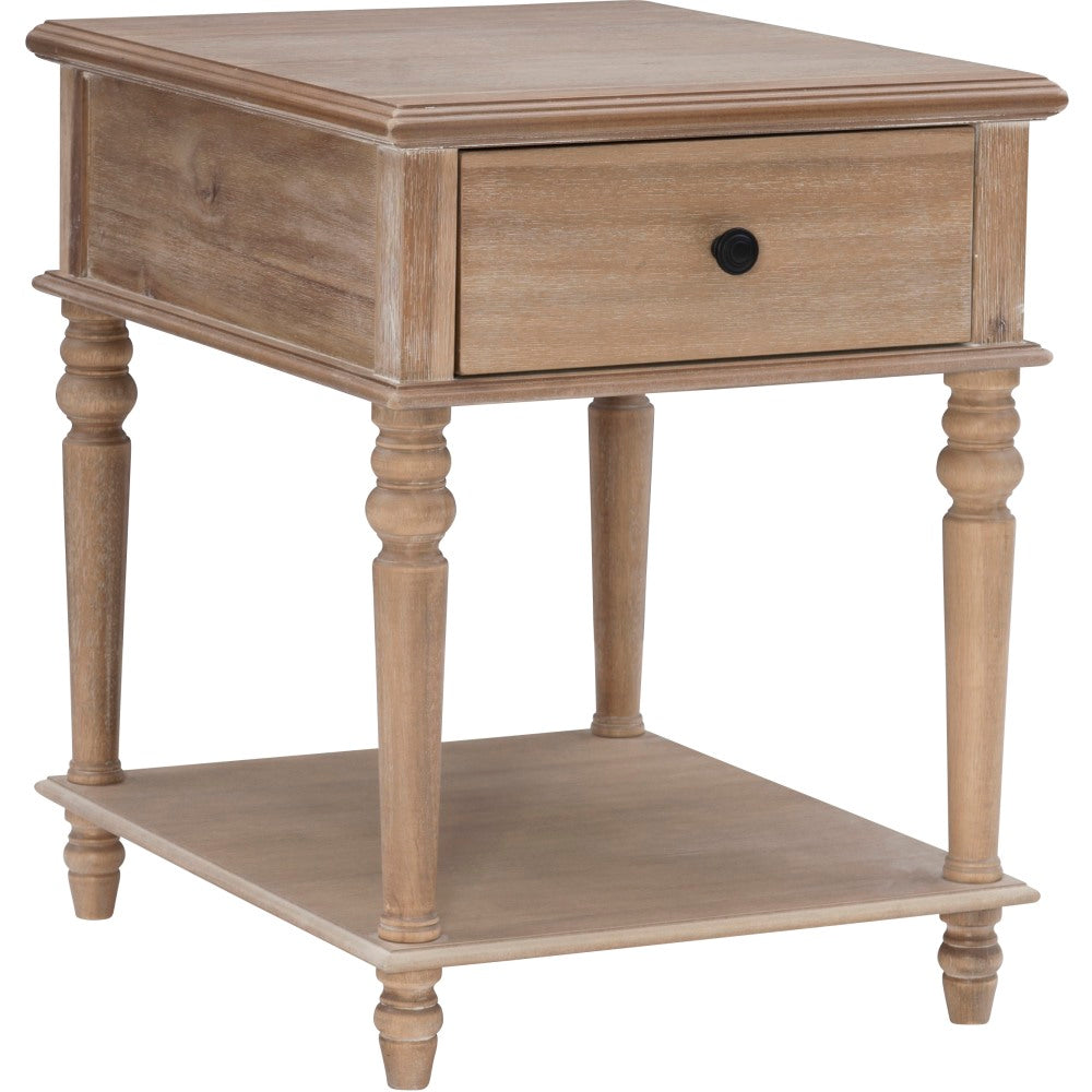 Powell Heaton Side Table With 1 Drawer And Shelf, 26inH x 20inW x 24inD, Natural