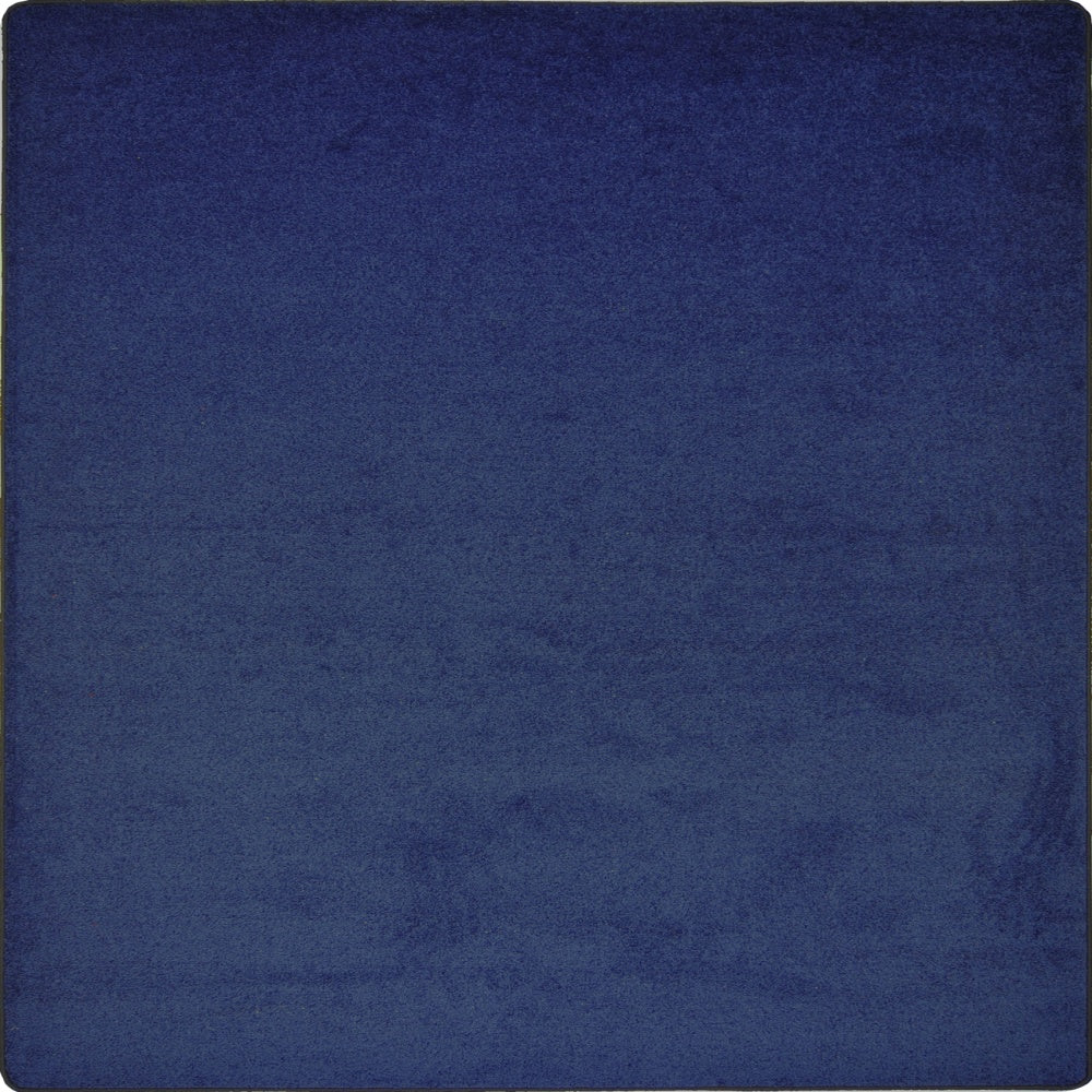 Joy Carpets Kid Essentials Solid Color Square Area Rug, Endurance, 6ft x 6ft, Midnight Sky