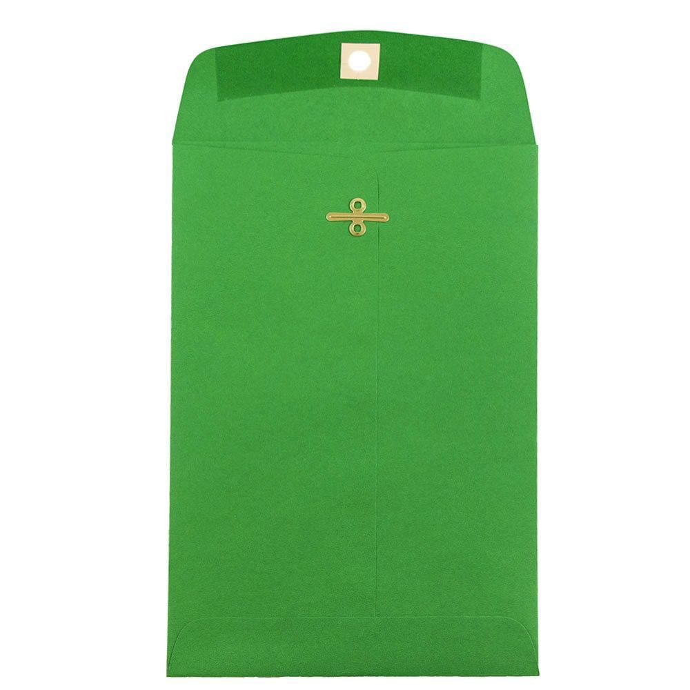 JAM Paper Open-End 6in x 9in Catalog Envelopes, Clasp Closure, 30% Recycled, Green, Pack Of 10