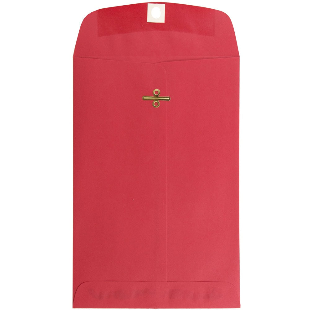 JAM Paper Open-End 6in x 9in Catalog Envelopes, Clasp Closure, 30% Recycled, Red, Pack Of 10