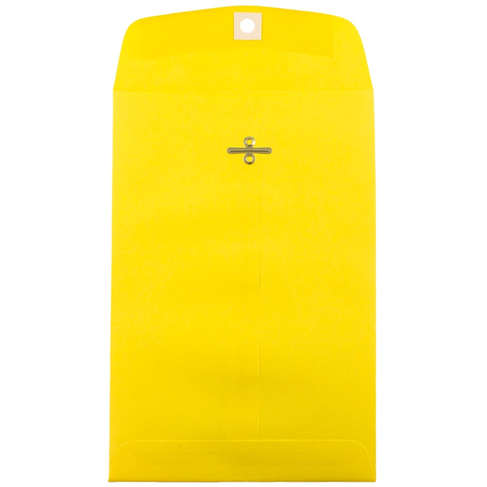 JAM Paper Open-End 6in x 9in Catalog Envelopes, Clasp Closure, 30% Recycled, Yellow, Pack Of 10