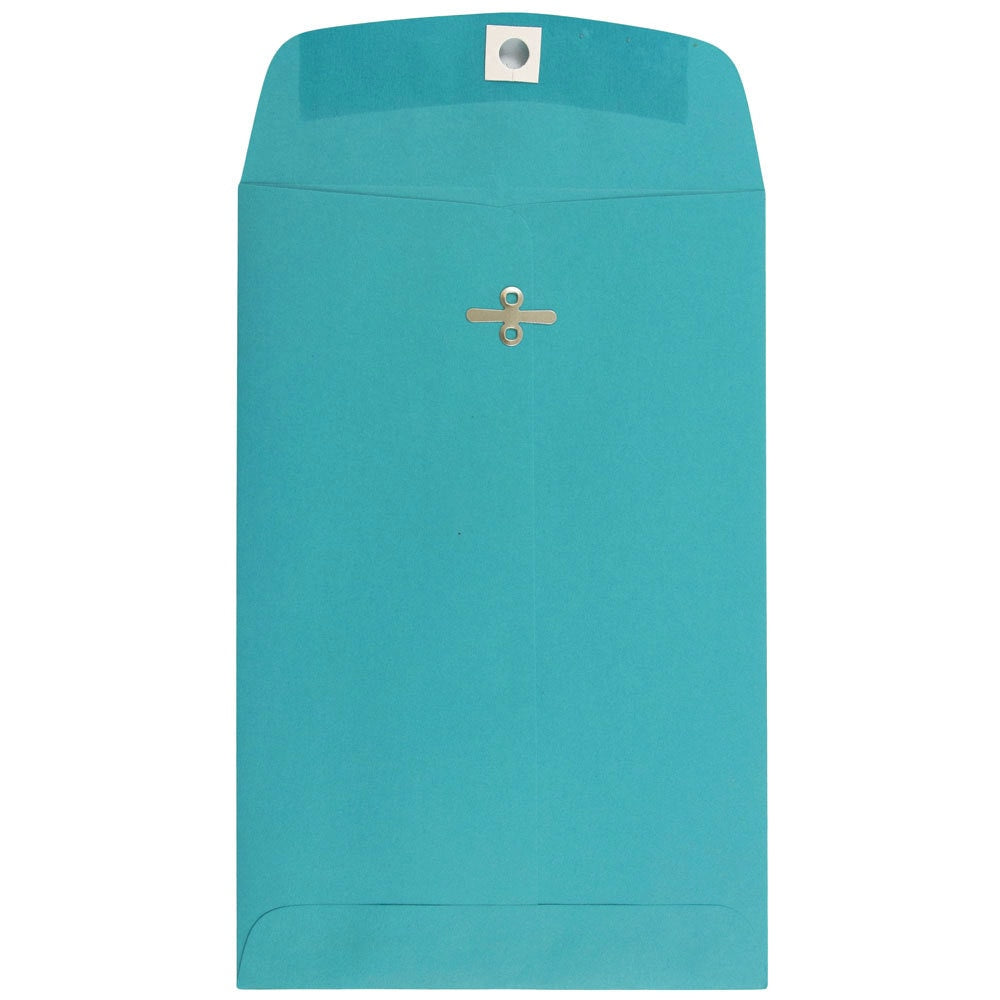 JAM Paper Open-End 6in x 9in Catalog Envelopes, Clasp Closure, 30% Recycled, Sea Blue, Pack Of 10