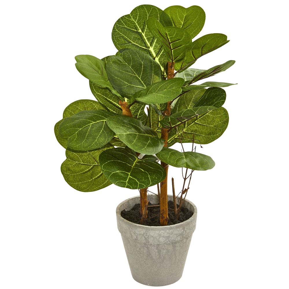 Nearly Natural Fiddle Leaf 22inH Artificial Plant Arrangement With Planter, 22inH x 11inW X 13inD, Green