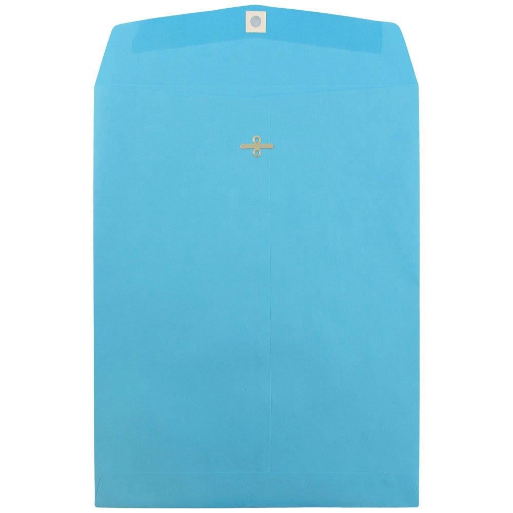 JAM Paper Open-End 9in x 12in Catalog Envelopes, Clasp Closure, 30% Recycled, Blue, Pack Of 10