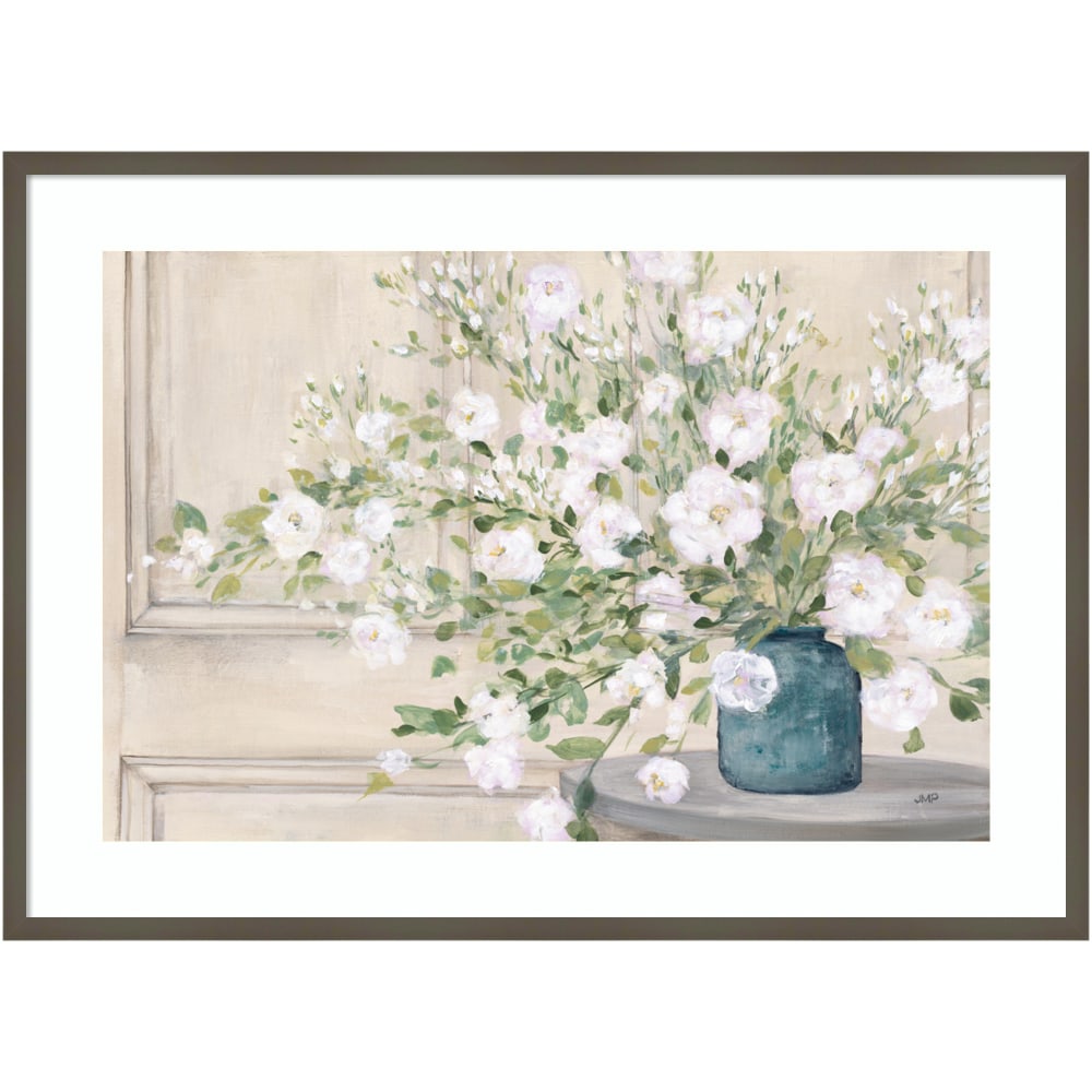 Amanti Art White Bouquet by Julia Purinton Wood Framed Wall Art Print, 41inW x 30inH, Gray