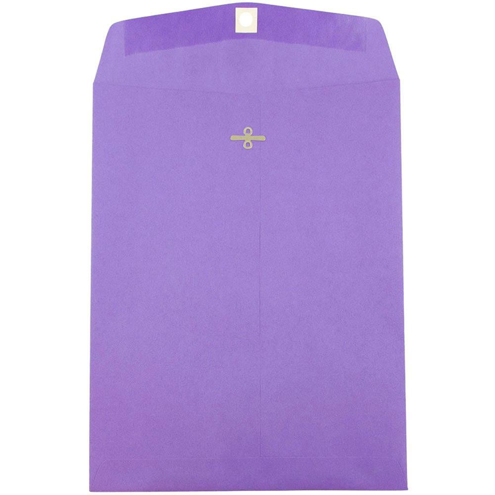 JAM Paper Open-End 9in x 12in Catalog Envelopes, Clasp Closure, 30% Recycled, Violet Purple, Pack Of 10
