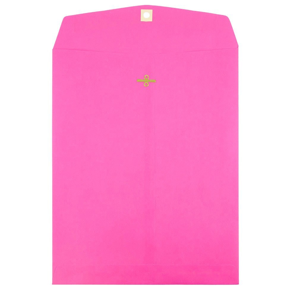 JAM Paper Open-End 9in x 12in Catalog Envelopes, Clasp Closure, Fuchsia Pink, Pack Of 10