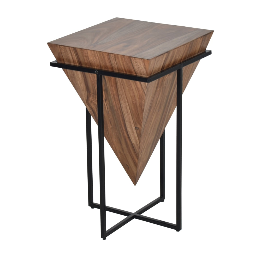 Coast to Coast Hy Pyramid-Shaped Accent Table, 27inH x 16inW x 16inD, Brownstone Nut Brown/Black