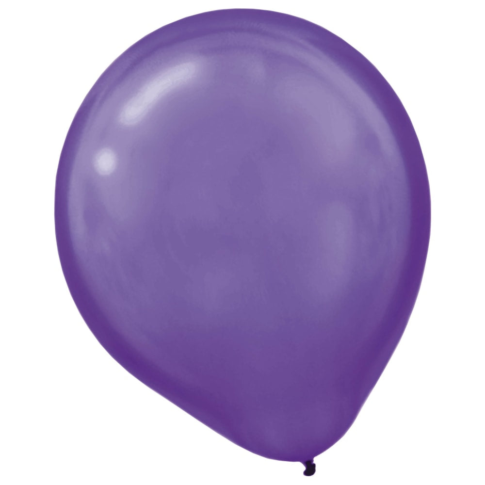 Amscan Latex Balloons, 12in, New Purple, 15 Balloons Per Pack, Set Of 4 Packs