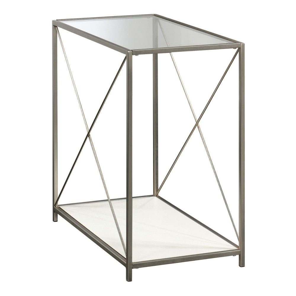 Sauder Vista Key Glass-Top Side Table, 23-1/4inH x 13-1/8inW x 23-13/16inD, Pearl Oak/Blaze Acacia