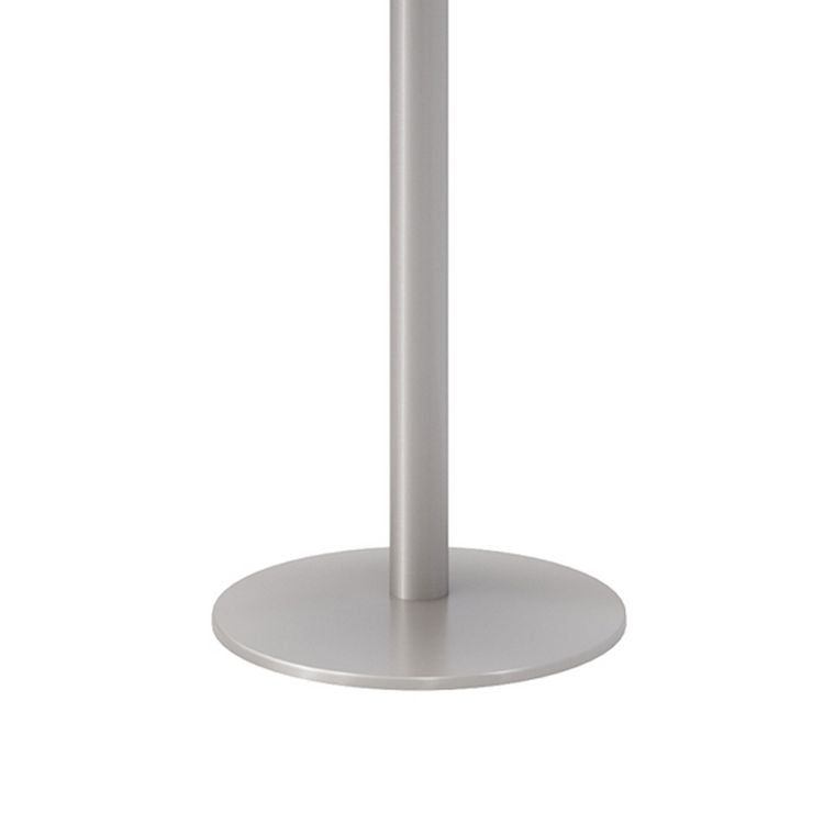 Pedestal Bistro Table with Four White Jive Series Barstools, Round, 36" Dia x 41h, Studio Teak