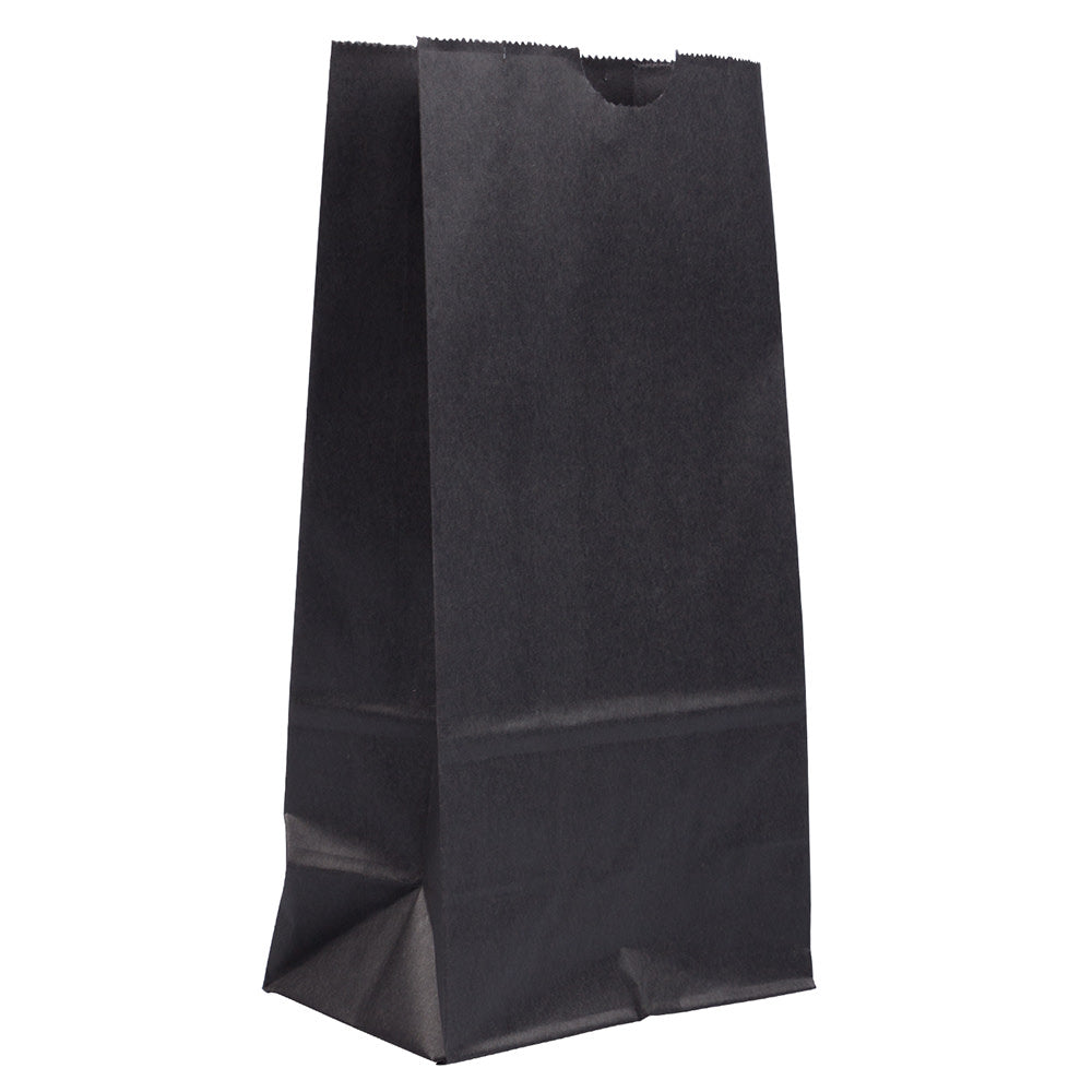 JAM Paper Medium Kraft Lunch Bags, 9-3/4in x 5in x 3in, Black, Pack Of 25 Bags