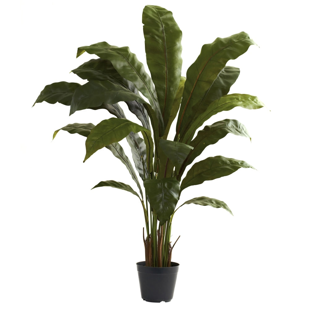 Nearly Natural 42inH Polyester Artificial Birds Nest Plant With Pot, Green