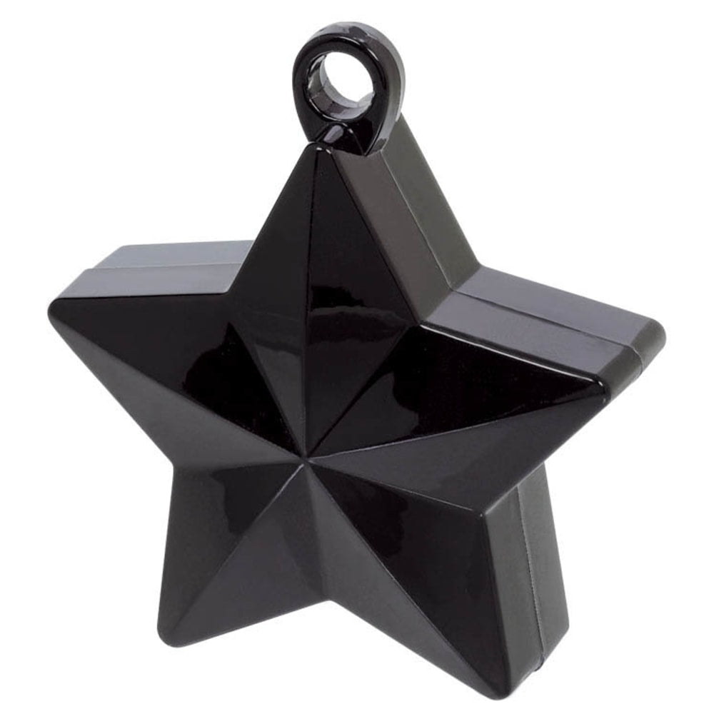 Amscan Foil Star Balloon Weights, 6 Oz, 4-1/2inH x 3-1/4inW x 2inD, Black, Pack Of 12 Weights