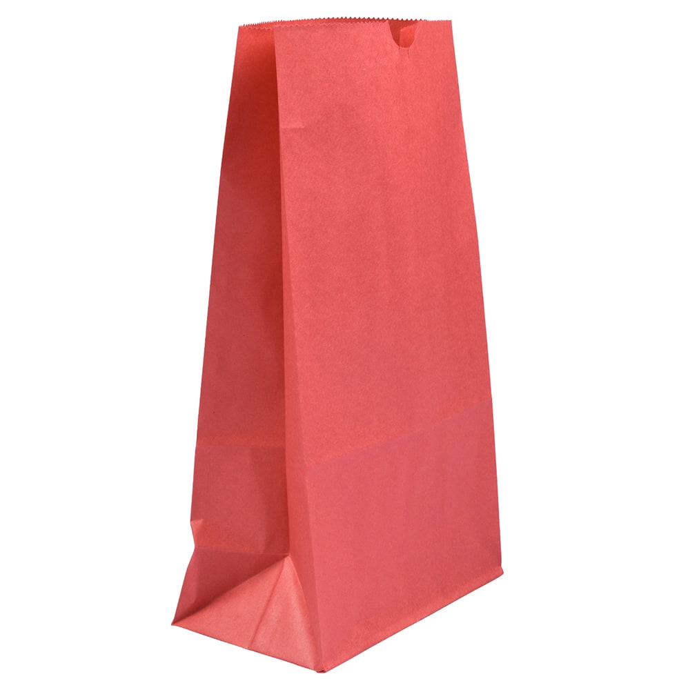 JAM Paper Kraft Lunch Bags, Large, 11 x 6 x 3 3/4, Red, Pack Of 25 Bags