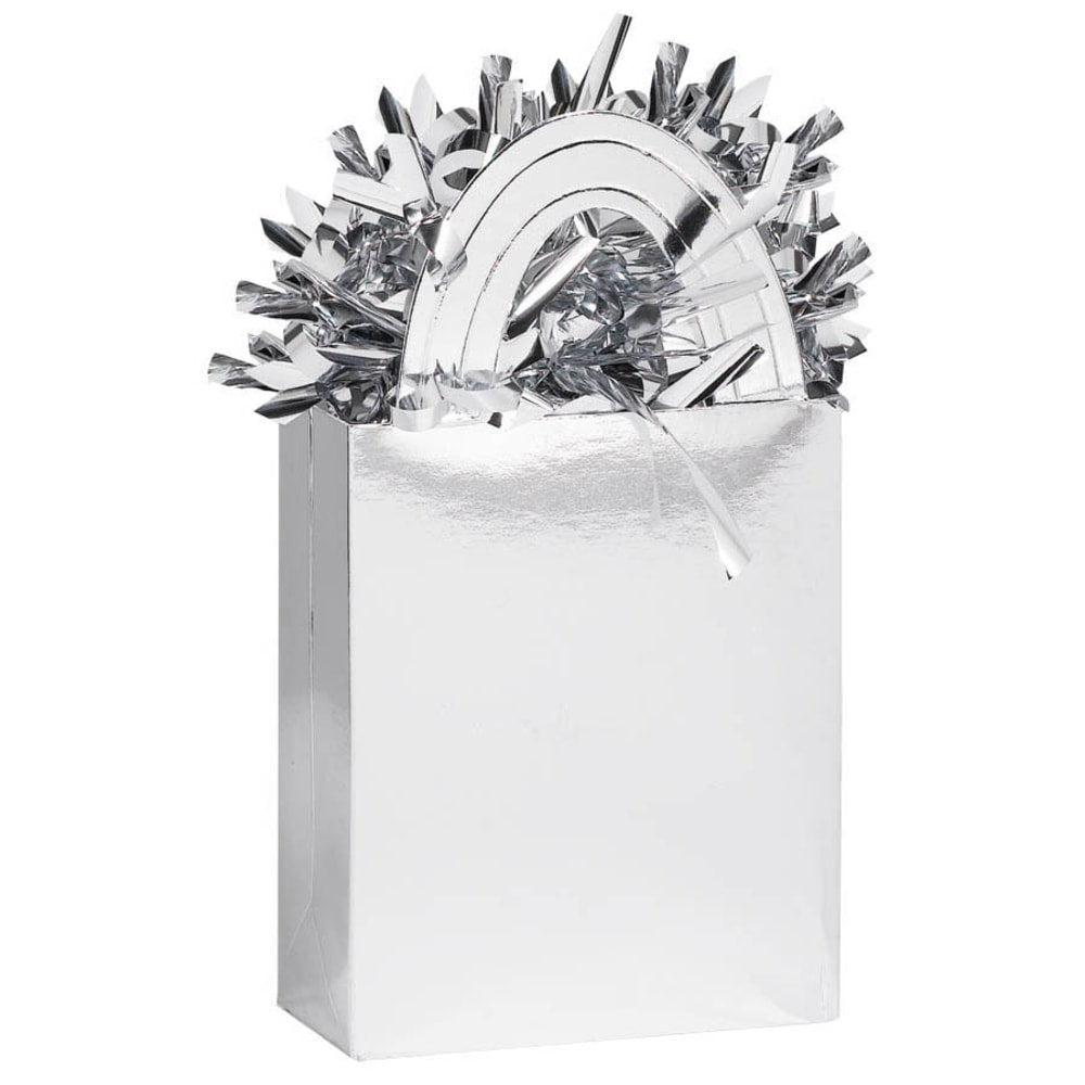 Amscan Foil Tote Balloon Weights, 5.7 Oz, Silver, Pack Of 12 Weights