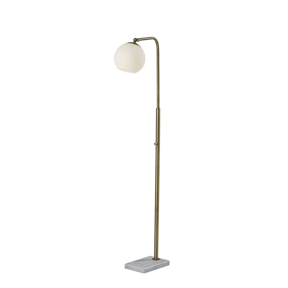Adesso Remi Floor Lamp, 55inH, White Opal Shade/White Marble Base