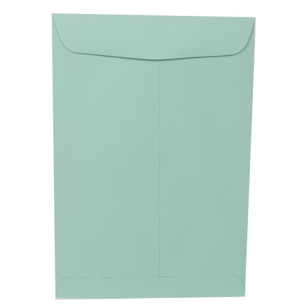 JAM Paper Open-End 9in x 12in Catalog Envelopes, Gummed Seal, Aqua Blue, Pack Of 25 Envelopes
