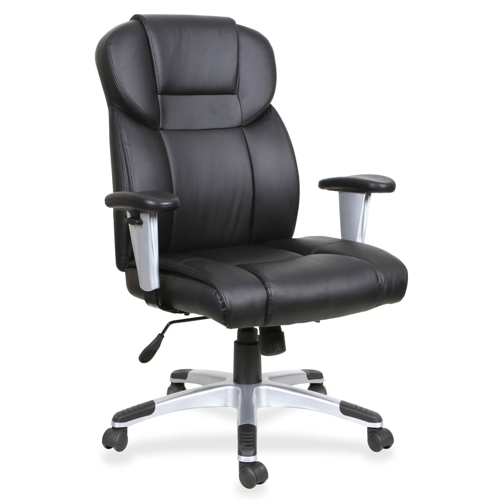 Lorell SOHO Ergonomic Bonded Leather High-Back Executive Chair, T Arms, Black
