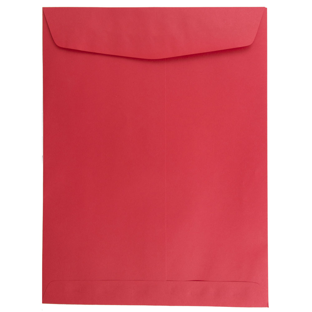JAM Paper Open-End 9in x 12in Envelopes, Gummed Seal, Red, Pack Of 100 Envelopes