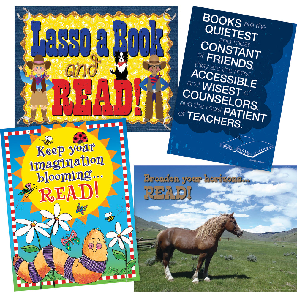 Barker Creek School Library Chart And Poster Set, 17in x 22in, Set Of 4