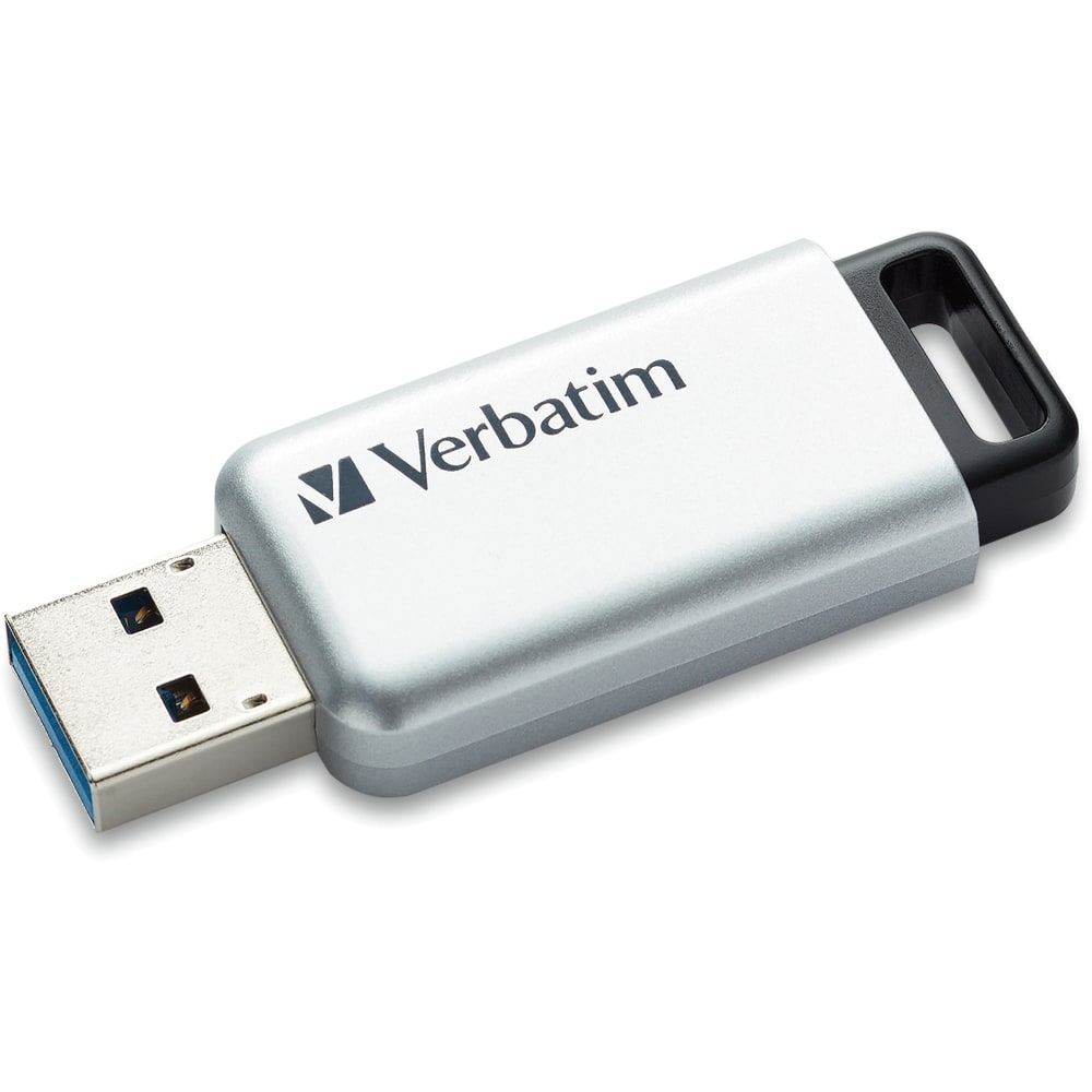 Verbatim 128GB Store "n Go Secure Pro USB 3.0 Flash Drive - 128 GB - USB 3.0 - Silver - 256-bit AES - Lifetime Warranty - 1 Each