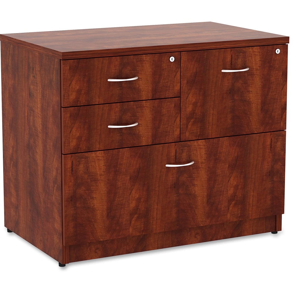 Lorell Essentials 35-1/2inW x 22inD Lateral 4-Drawer Combo File Cabinet, Cherry