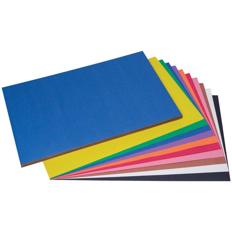 SunWorks Construction Paper, 50 lb Text Weight, 12 x 18, Assorted Colors, 50 Sheets/Pack, 25 Packs/Carton