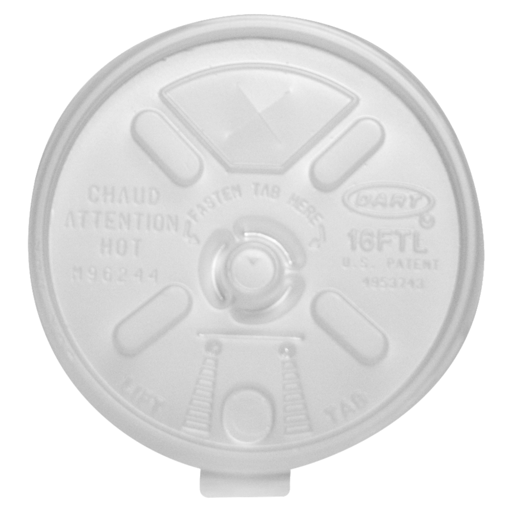 Dart Lift-n-Lock Lid With Straw Slot For Foam Cups, 16 Oz, Translucent, Pack Of 1,000