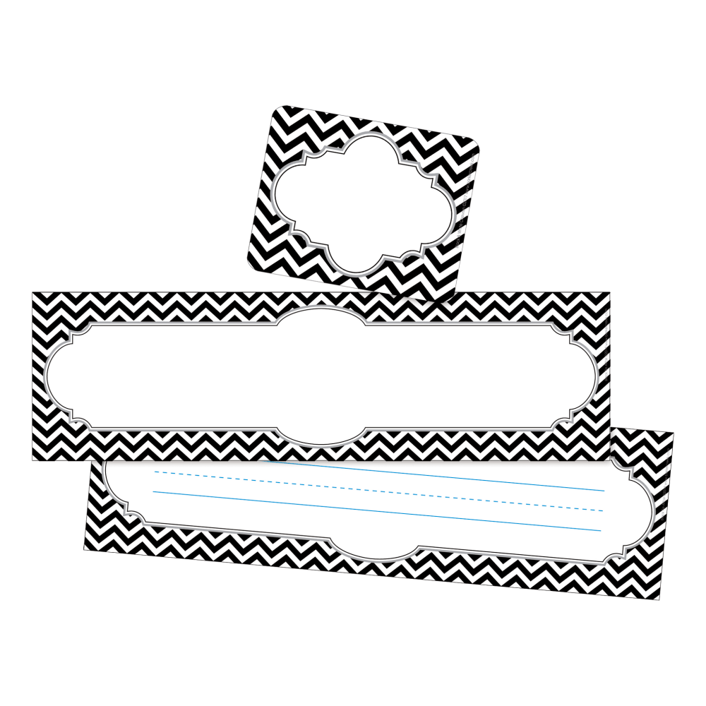 Barker Creek Name Tag & Name Plate Set, Chevron Black Tie Affair