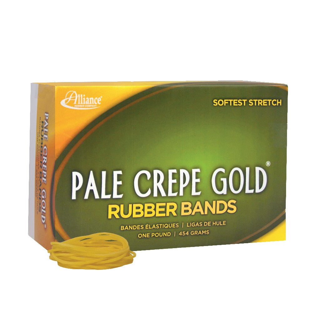 Alliance Rubber Pale Crepe Gold Rubber Bands, #16, 2 1/2in x 1/16in, 1 Lb, Box Of 2,675