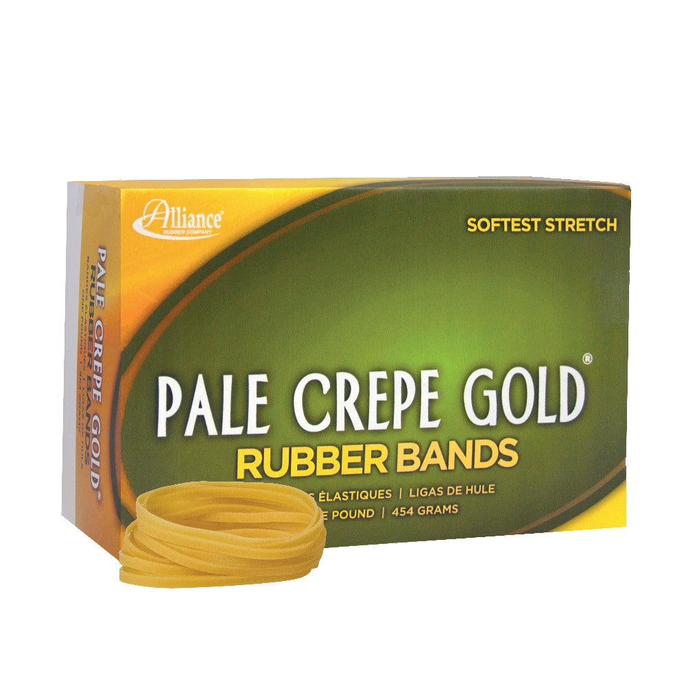 Alliance Rubber Pale Crepe Gold Rubber Bands, #32, 3in x 1/8in, 1 Lb, Box Of 1,100