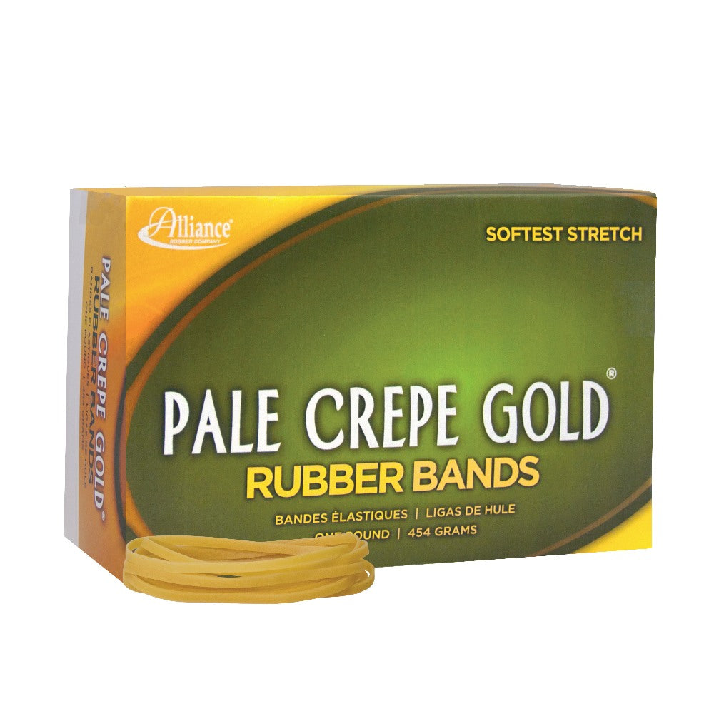 Alliance Rubber Pale Crepe Gold Rubber Bands, #33, 3 1/2in x 1/8in, 1 Lb, Box Of 970