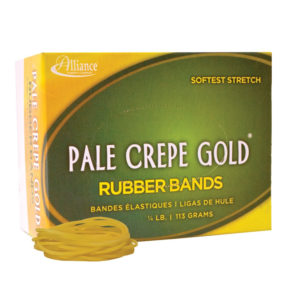 Alliance Rubber Pale Crepe Gold Rubber Bands In 1/4-Lb Box, #16, 2 1/2in x 1/16in, Box Of 669