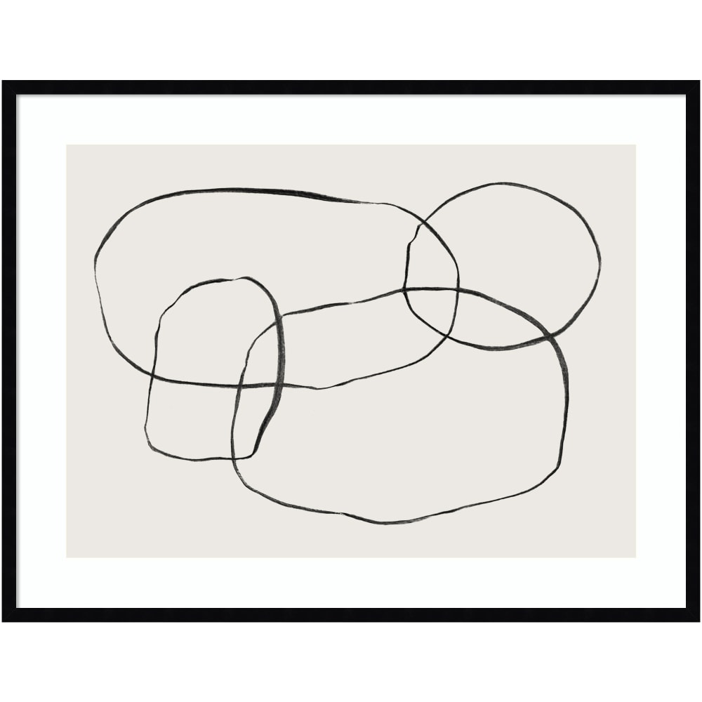 Amanti Art Modern Circles by Teju Reval Wood Framed Wall Art Print, 40inW x 31inH, Black
