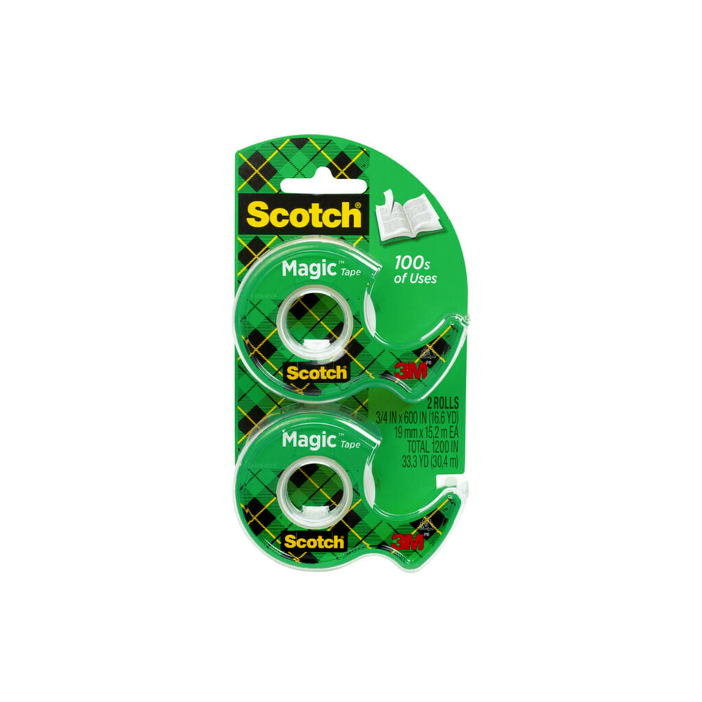 Scotch Magic Tape In Dispensers, 3/4in x 600in, Pack Of 2 Rolls