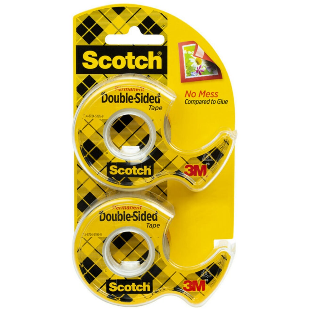 Scotch Double Sided Tape with Dispenser, Photo Safe, 1/2 in x 400 in, 2 Tape Rolls, Clear, Home Office and School Supplies
