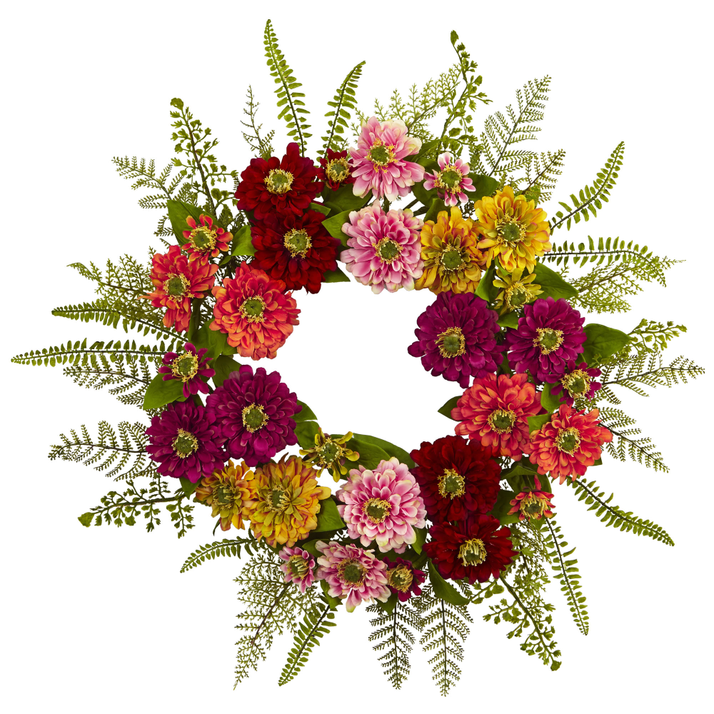 Nearly Natural Plastic Mixed Flower Wreath, 20in, Multicolor