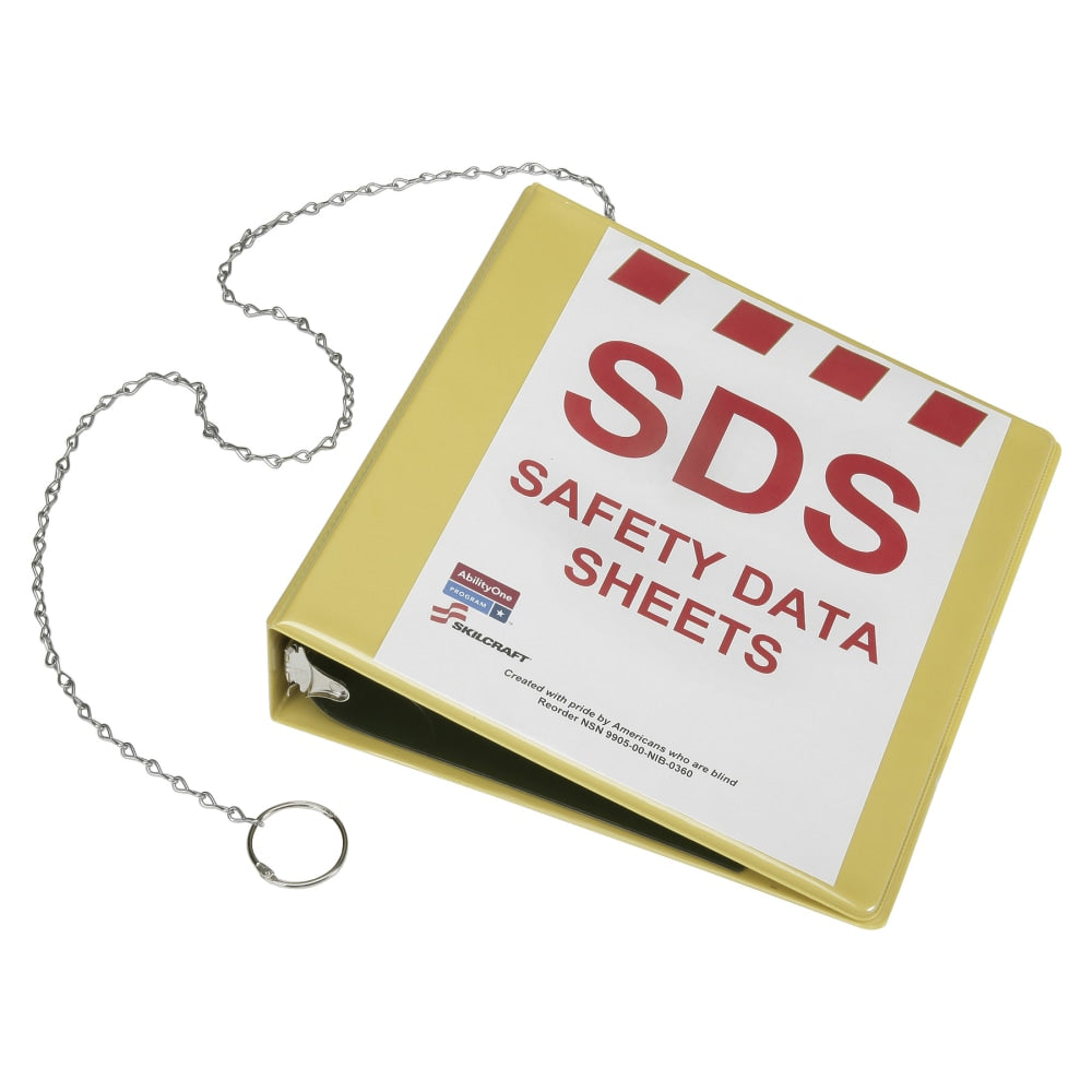 SKILCRAFT Safety Data Sheet 3-Ring Binder, 2in Round Rings, Yellow (AbilityOne 7510-01-623-6240)