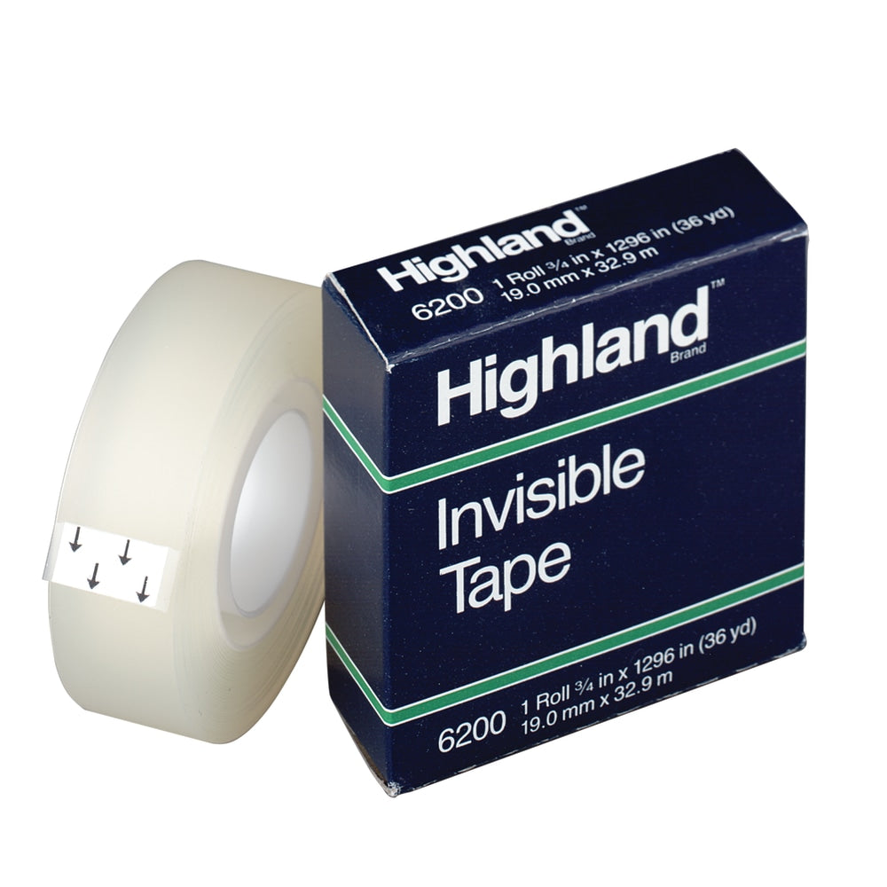 3M Highland 6200 Invisible Tape, 3/4in x 1,296in, Clear