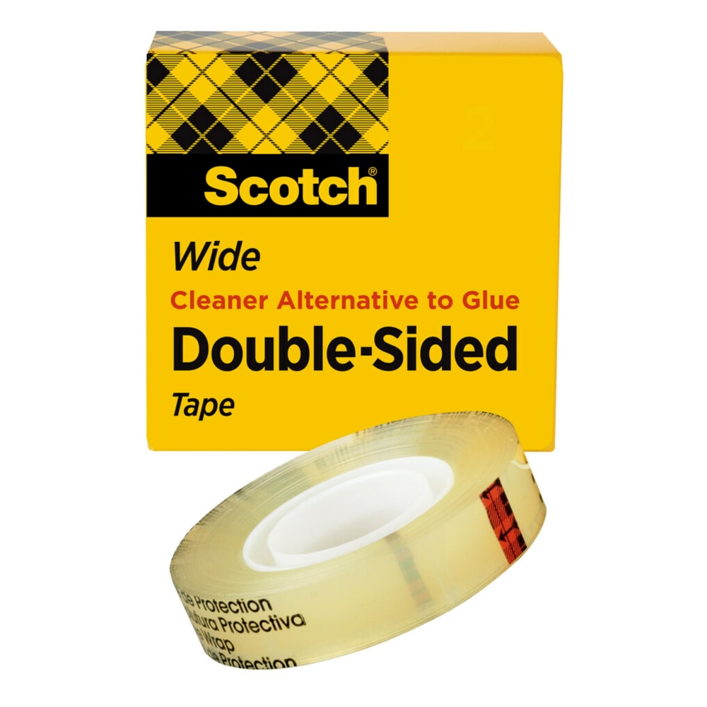 Scotch Double Sided Tape, Permanent, 1 in x 1296 in, 1 Tape Roll, Clear, Home Office and School Supplies