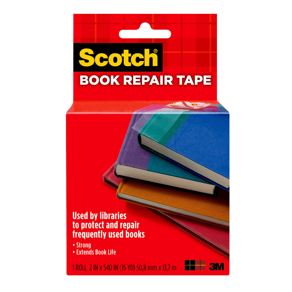 Scotch Book Tape, 2 in x 540 in, 1 Tape Roll, Clear, Home Office and School Supplies