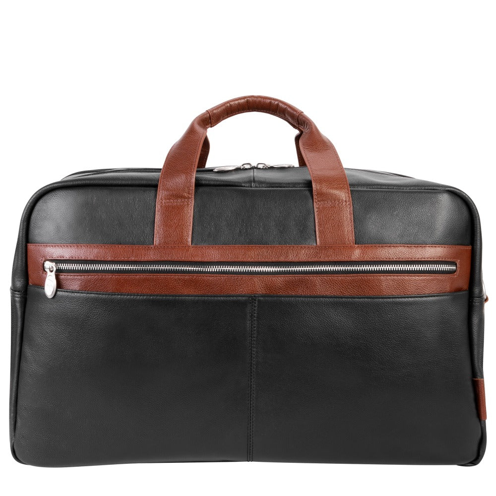 McKleinUSA Wellington Leather Laptop & Tablet Carry-All Duffel Bag, 13inH x 9inW x 21inD, Black